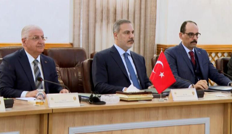 Hakan Fidan, Yaşar Güler ve MİT Müsteşarı İbrahim Kalın, Bağdat'ta Iraklı yetkililerle bir araya geldi – Kuzey24